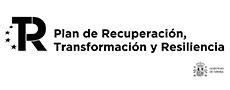Logo del Plan de Recuperación, Transformación y Resiliencia en blanco y negro