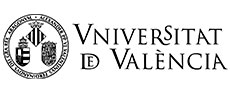 Logo de la Universitat de València en blanco y negro