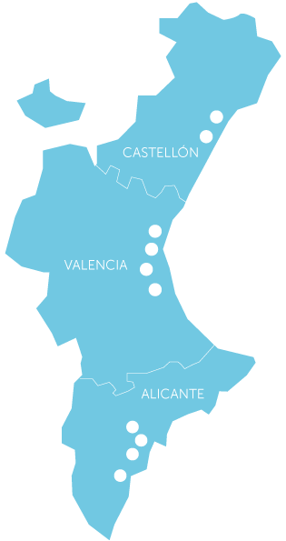 Mapa de hospitales en la Comunidad Valenciana